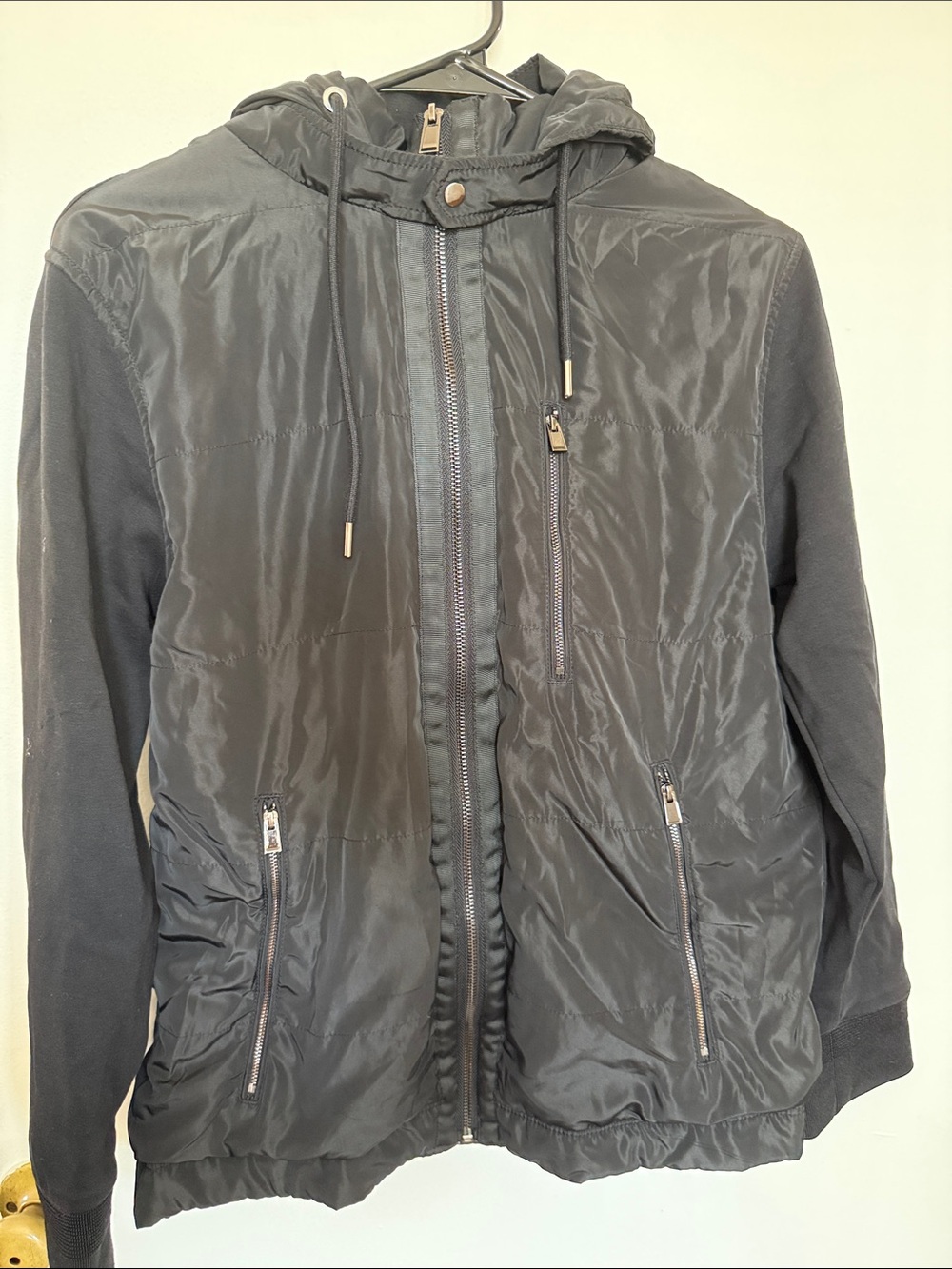 Magaschoni Black Hooded Windbreaker Jacket